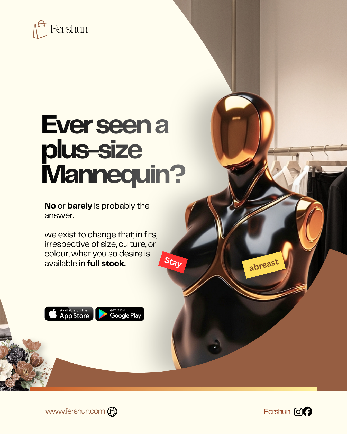Instagram post: Plus-size mannequin drives clever product metaphor