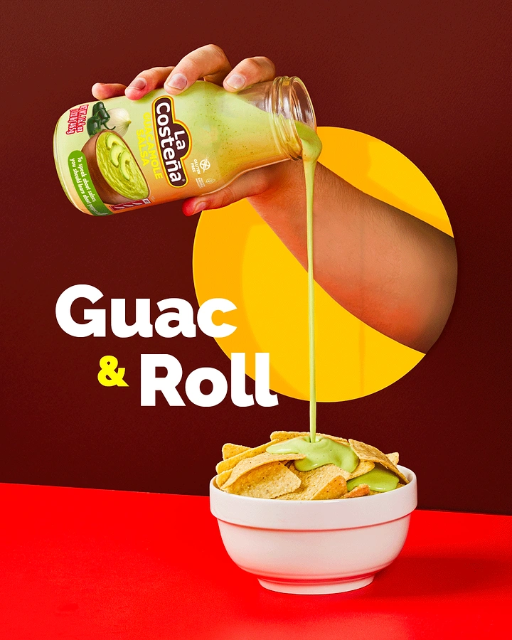 Mexican Restaurants creative ad: Guac-and-roll pouring visual pun