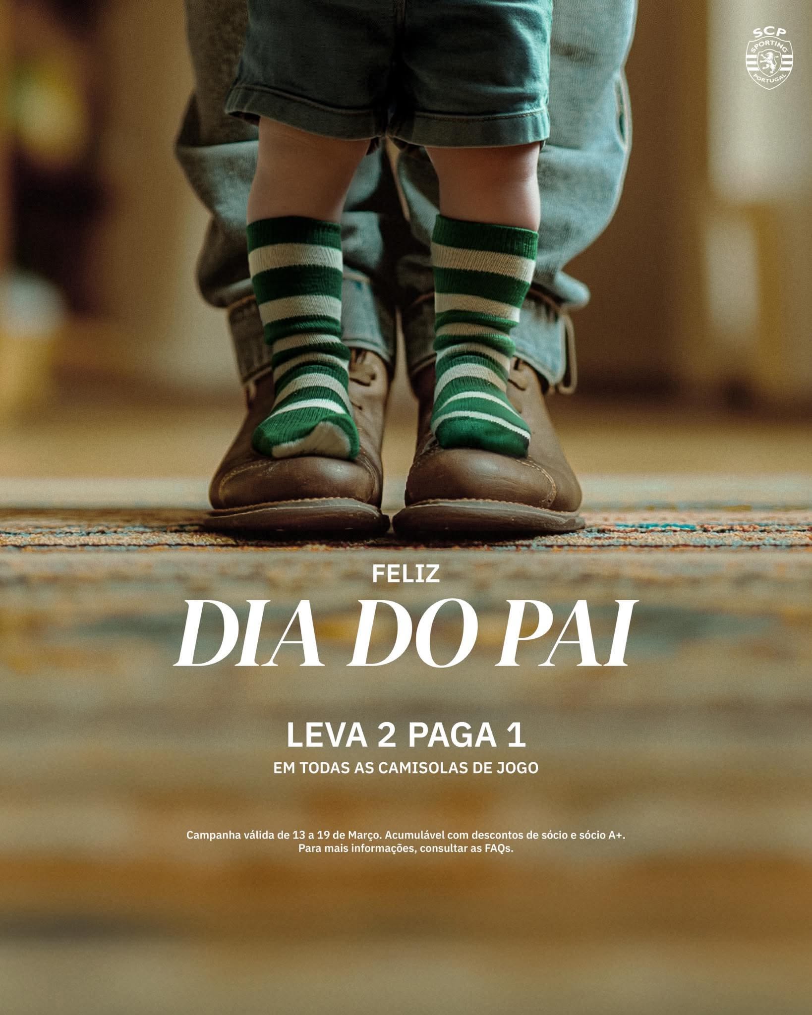 Toddler in green-and-white striped socks standing on father's leather shoes