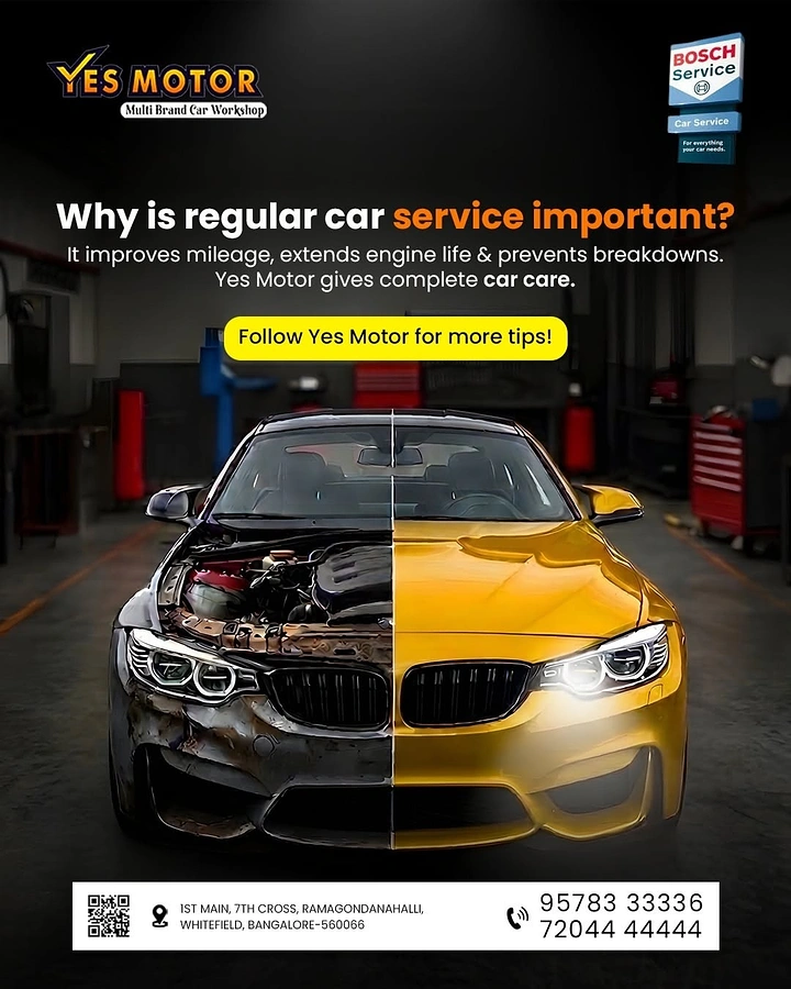 Auto Repair & Garages creative ad: Split car: rusted half versus serviced half