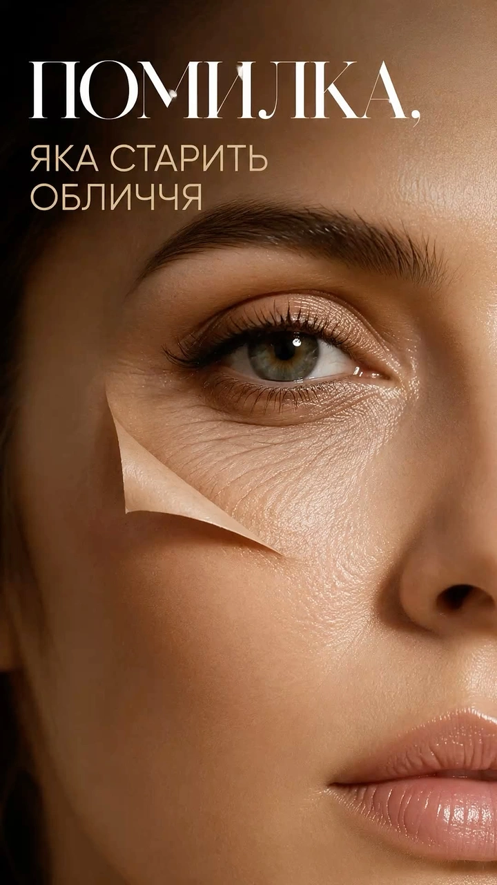 Skin & Cosmetic Clinics creative ad: Close-up of a woman's face with a peeled-back skin flap revealing wrinkles