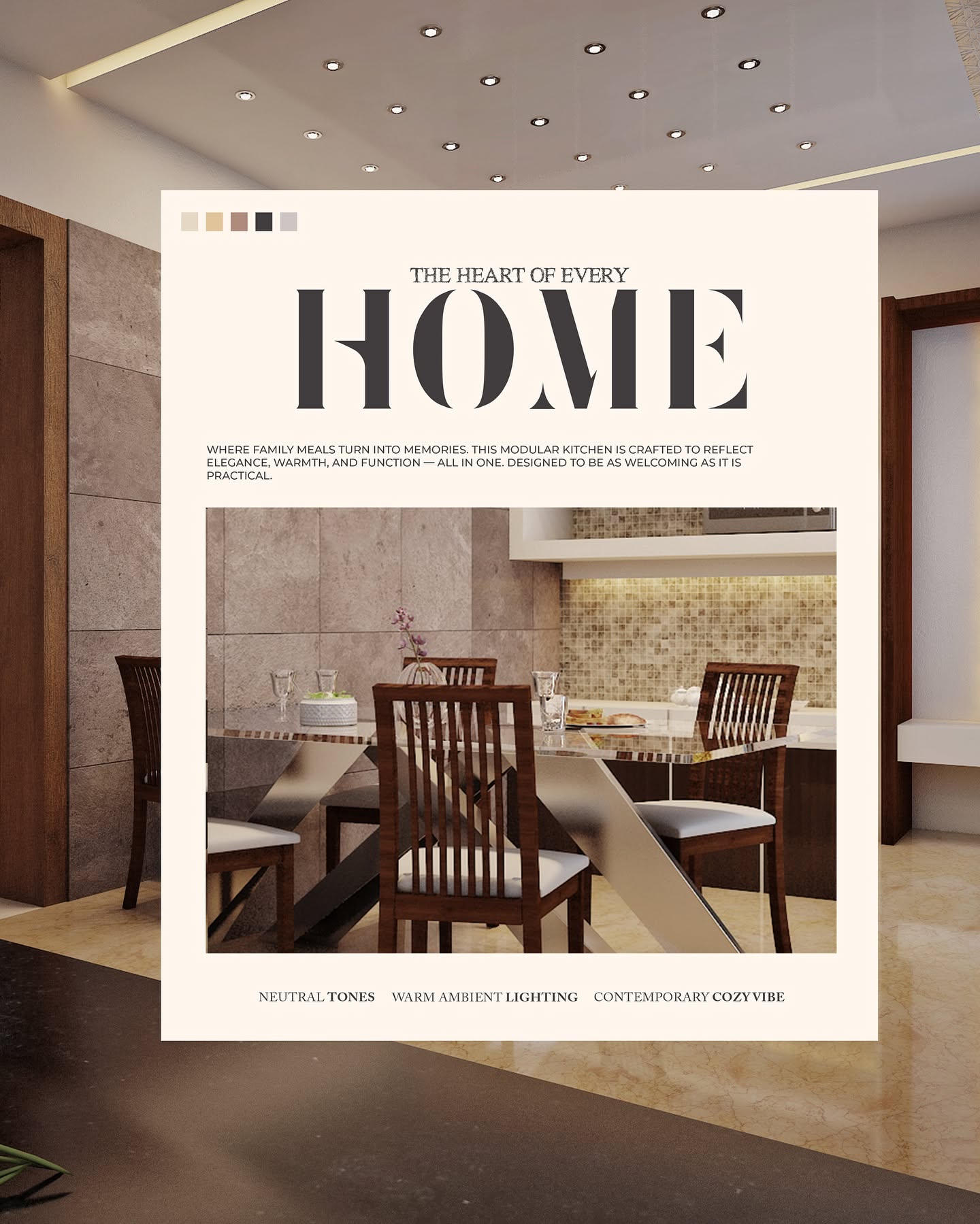 Carousel: Contemporary modular kitchen and dining area, slide 1