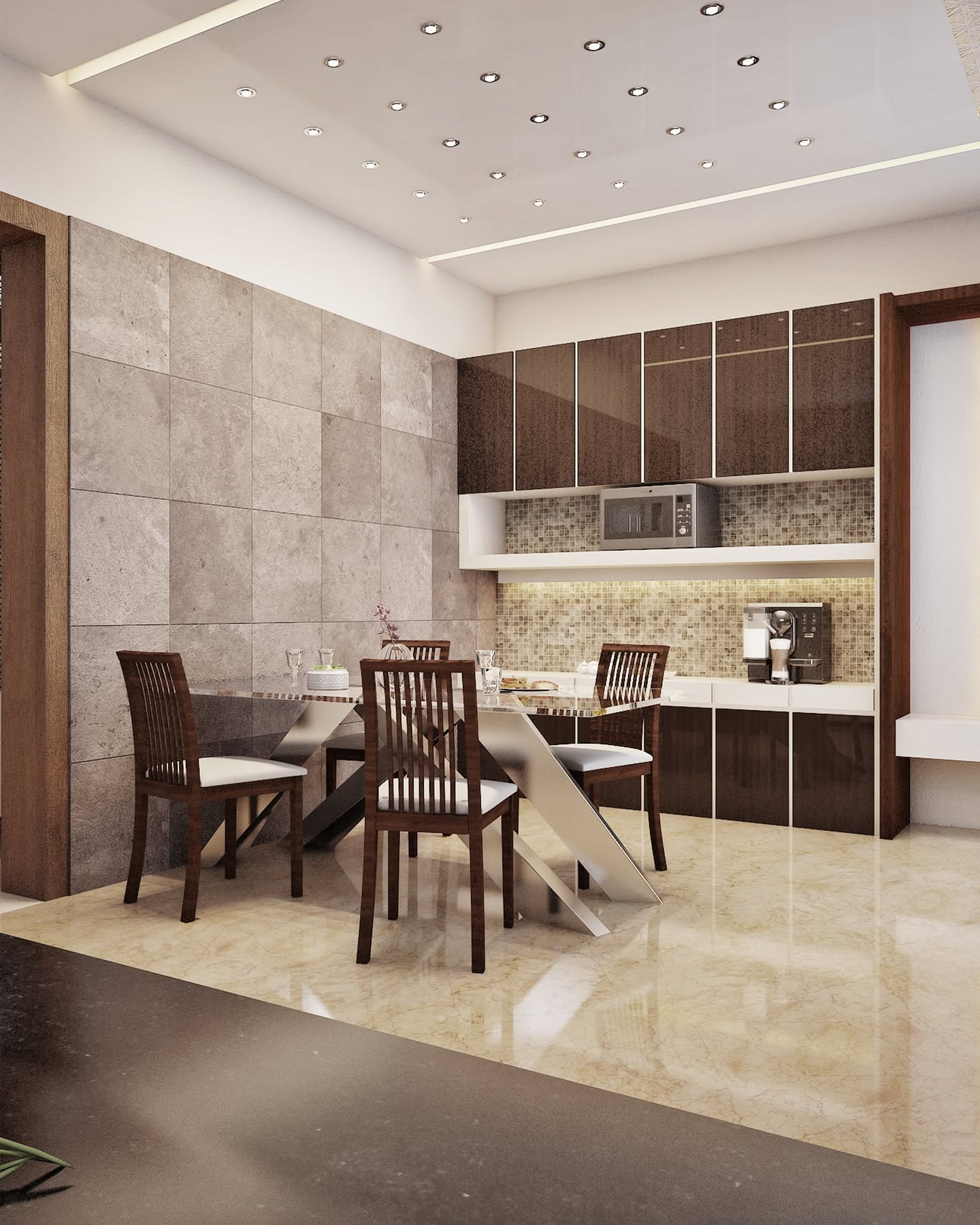 Carousel: Contemporary modular kitchen and dining area, slide 3