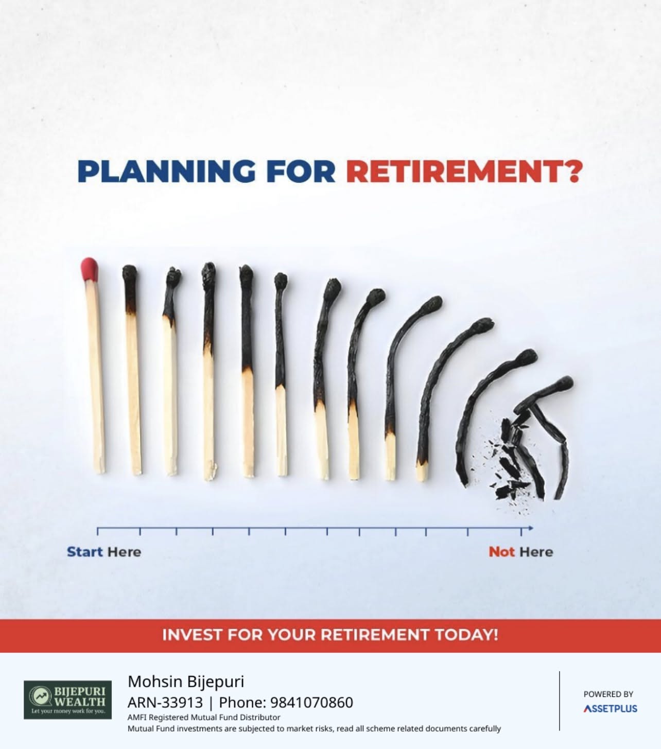 Instagram post: Burning matches as retirement timeline