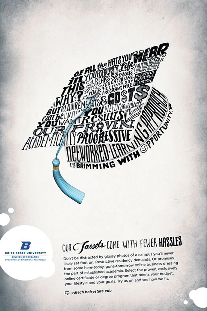Universities & Colleges creative ad: Typography forms a memorable human profile