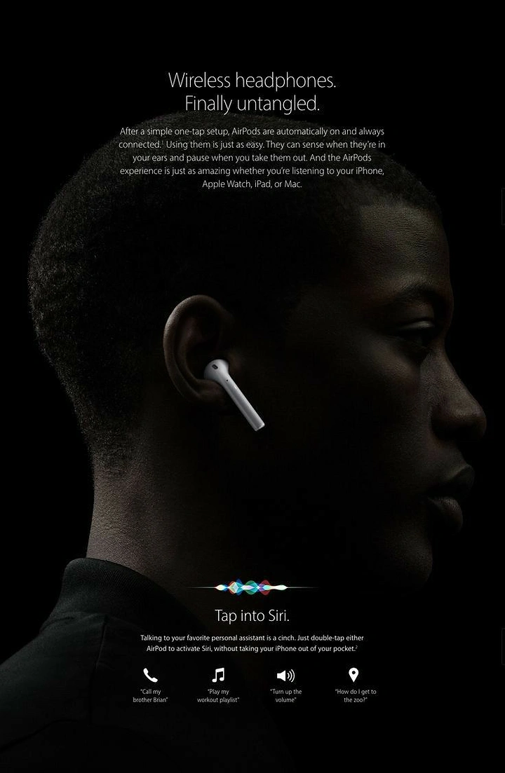 Headphones & Speakers creative ad: Untangled copy creates product metaphor