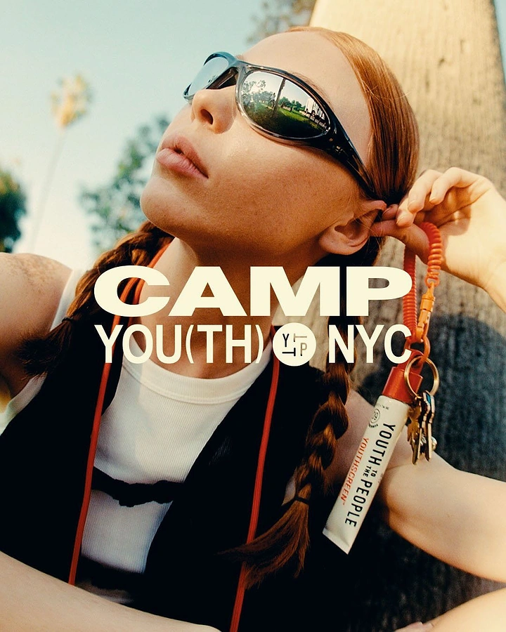 Summer Camps & Kids Activities creative ad: Fashion editorial uses witty CAMP YOU(TH) typography