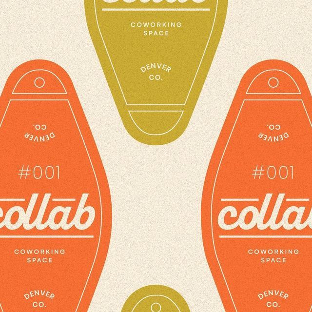 Instagram post: Retro motel key-tag shapes repeated as a pattern