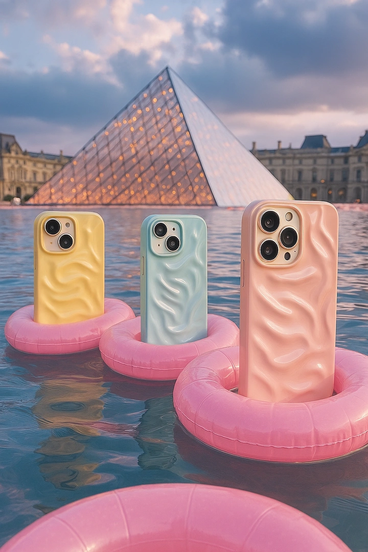 Phone Cases & Mobile Accessories creative ad: Cases transformed into pool floats