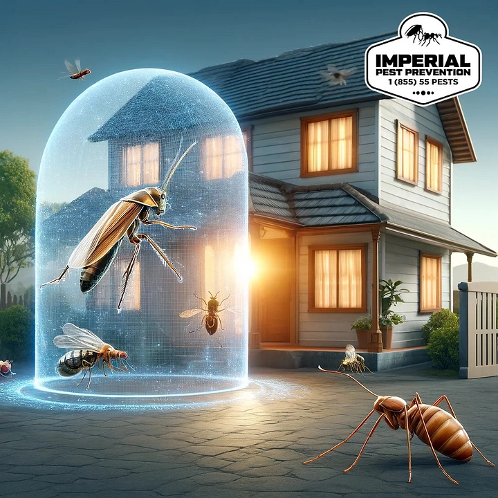 Pest Control creative ad: Glass dome shields house from pests