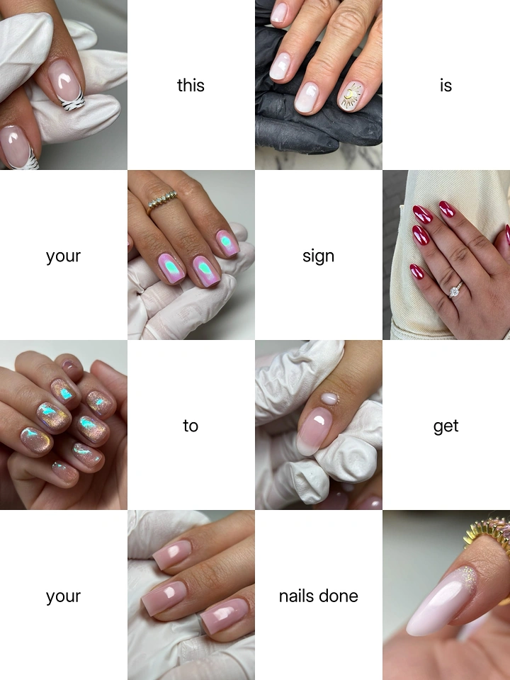 Nail Salons creative ad: Checkerboard grid spells sign message