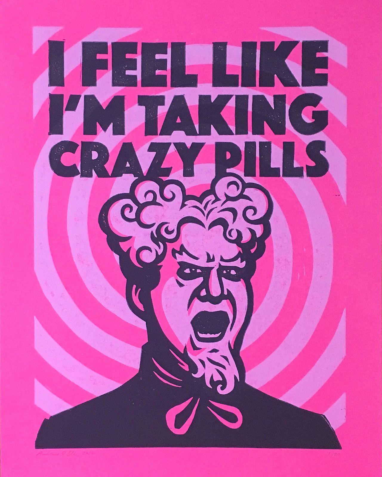 Instagram post: Crazy pills phrase drives bold illustration