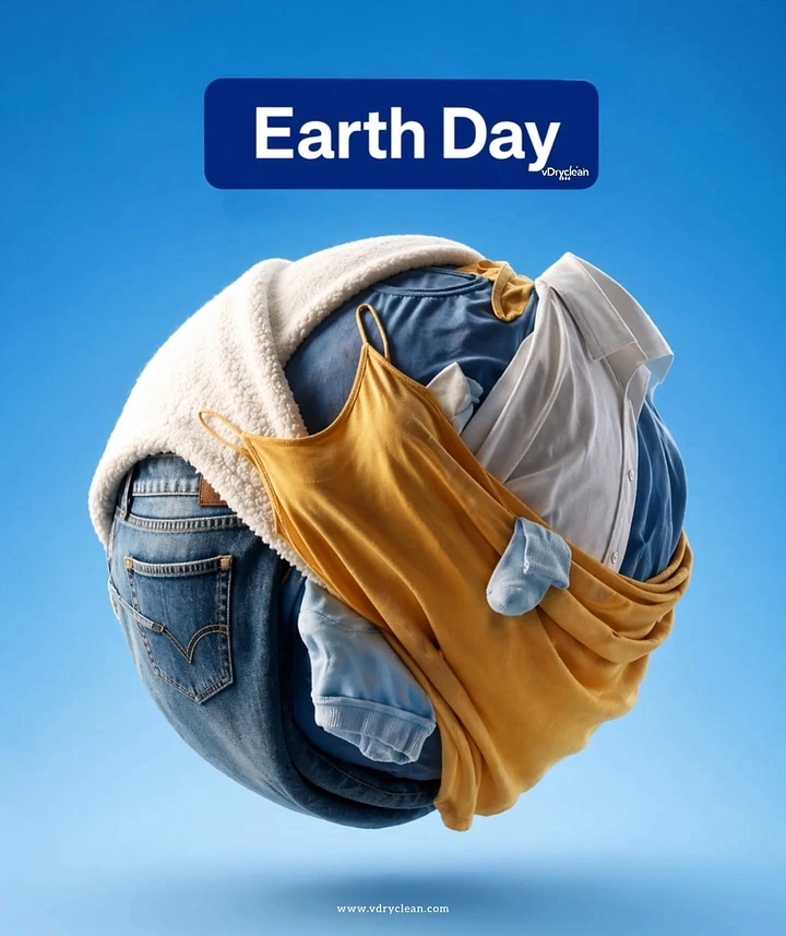 Laundry & Dry Cleaning creative ad: Earth globe made of clothes