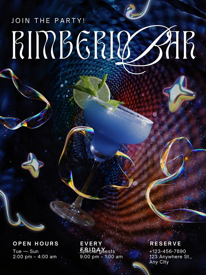 Bars & Pubs creative ad: Surreal cocktail party composition