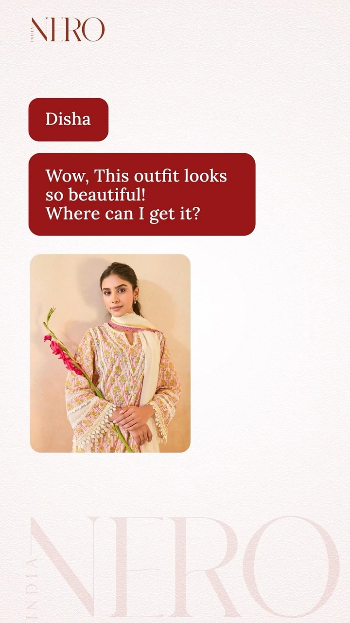 Ethnic Wear & Sarees creative ad: Chat message format as product enquiry