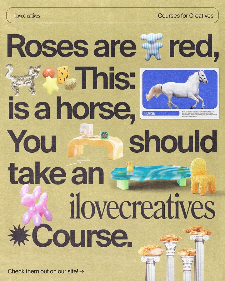 Online Courses & E-learning creative ad: Horse pun anchors course concept