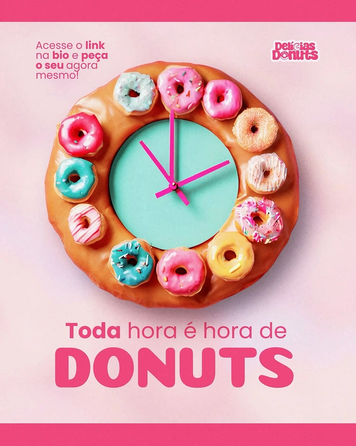 Donut Shops creative ad: Donuts cleverly form clock face