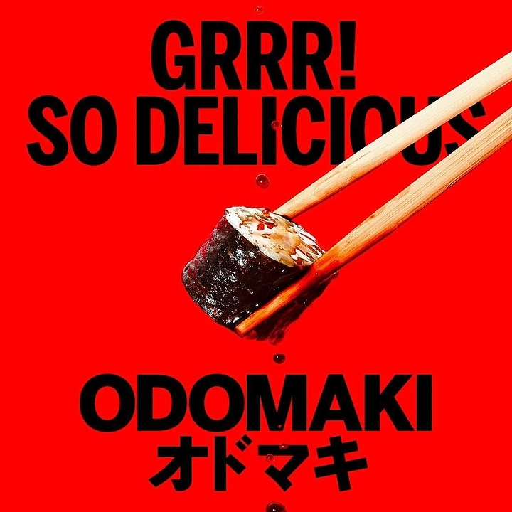 Sushi & Japanese Restaurants creative ad: Aggressive typography makes odomaki memorable
