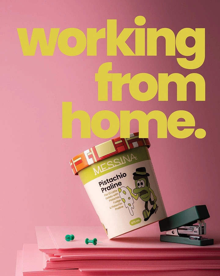Dairy Brands creative ad: Ice cream 'working from home' witty desk