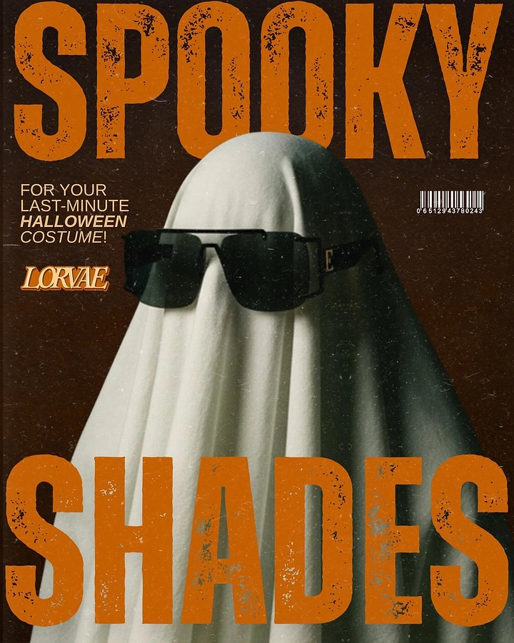 Halloween creative ad: Bedsheet ghost wearing black sunglasses