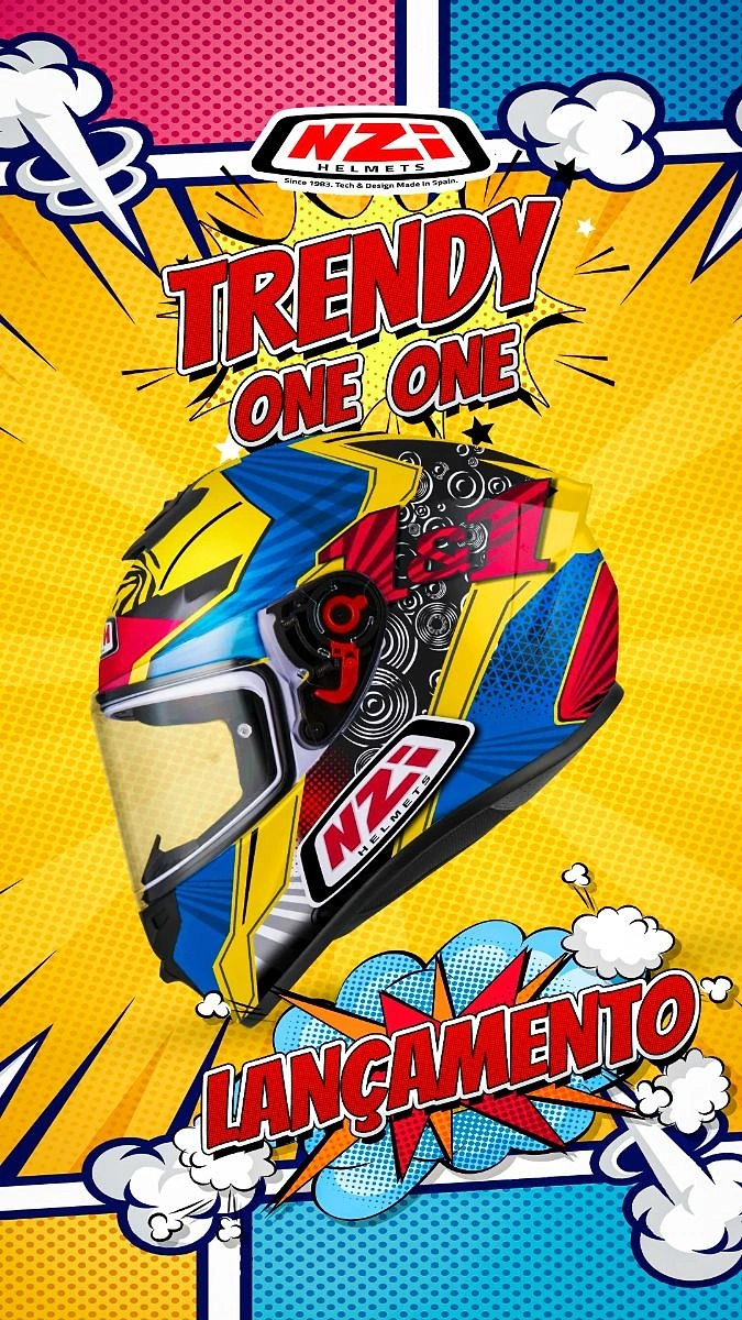 Helmets & Riding Gear creative ad: Comic-book launch treatment feels distinctive