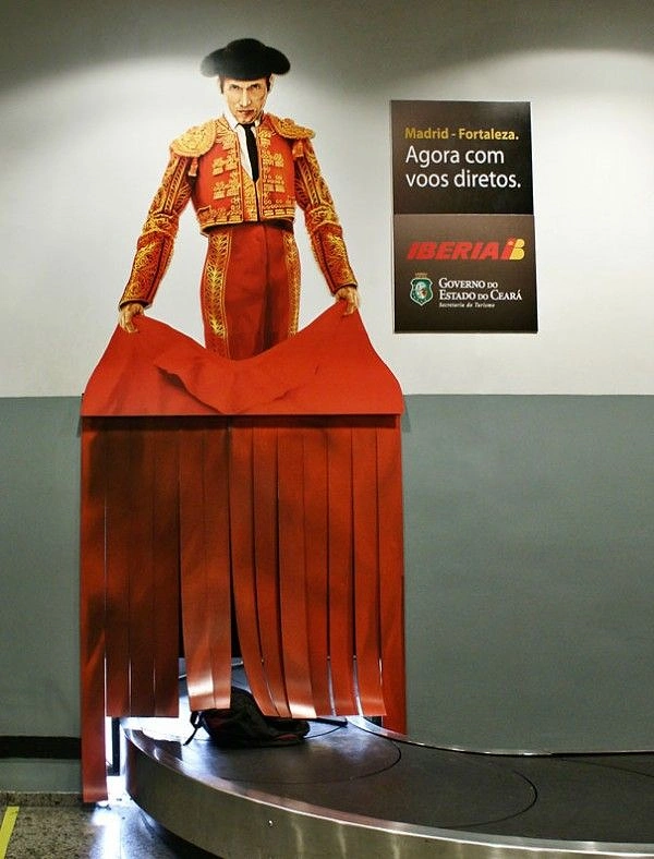 Airlines creative ad: Bullfighter stages dramatic flight metaphor