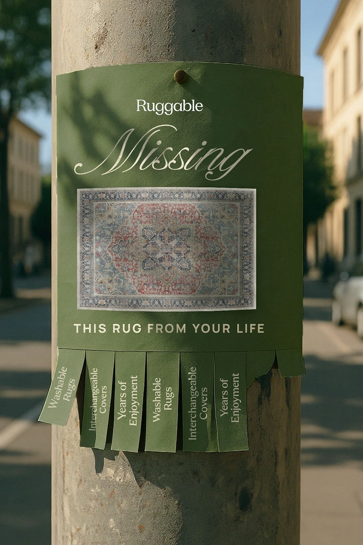 Rugs & Carpets creative ad: Clever missing-person poster for a rug