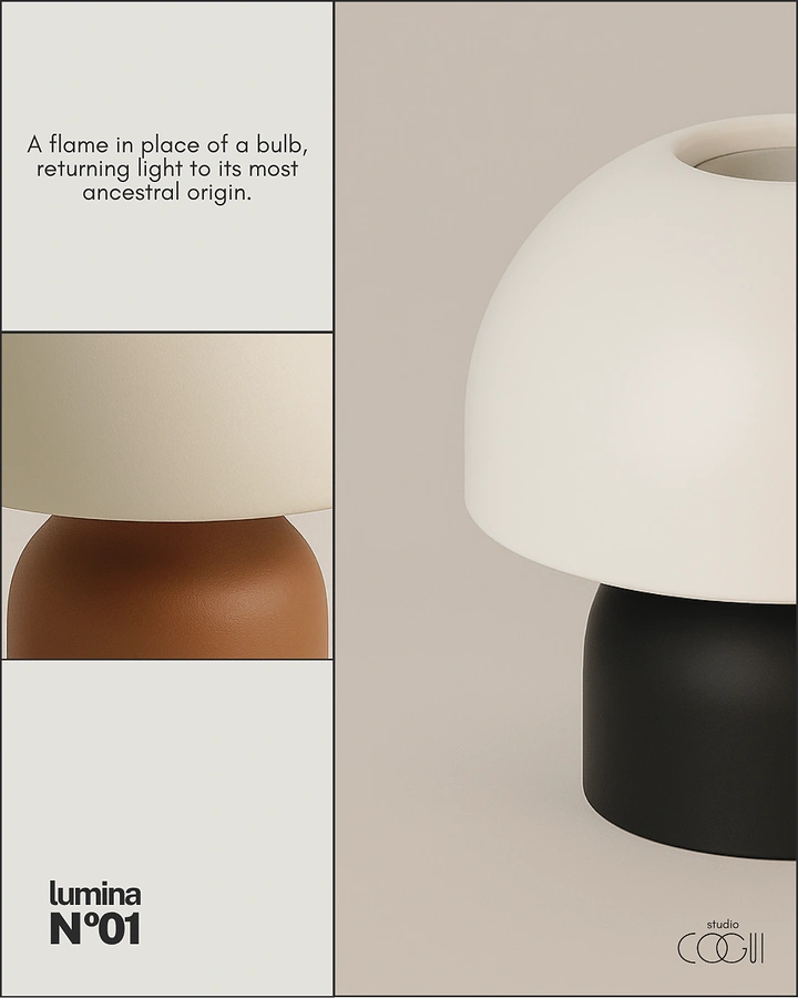 Lighting Stores & Lamps creative ad: Flame metaphor with sculptural layout
