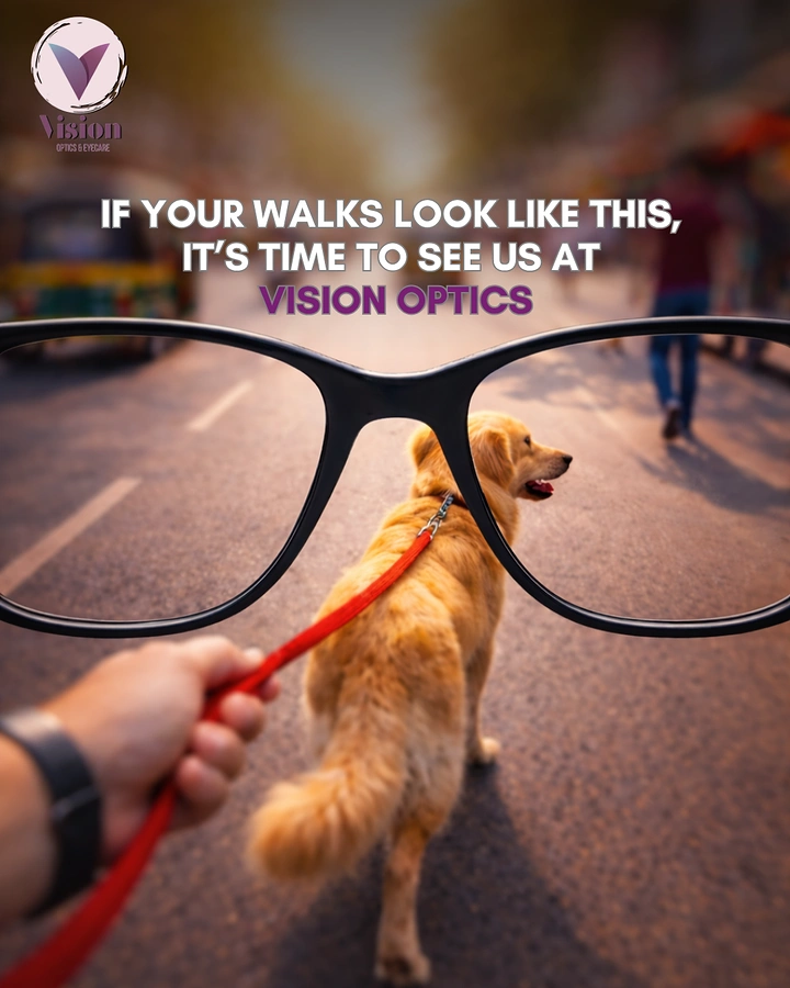 Opticians & Eye Care creative ad: Blurry walk seen through lens focus
