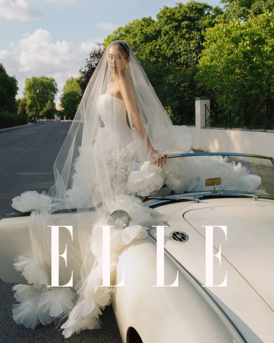 Instagram post: Unexpected bridal dress car composition