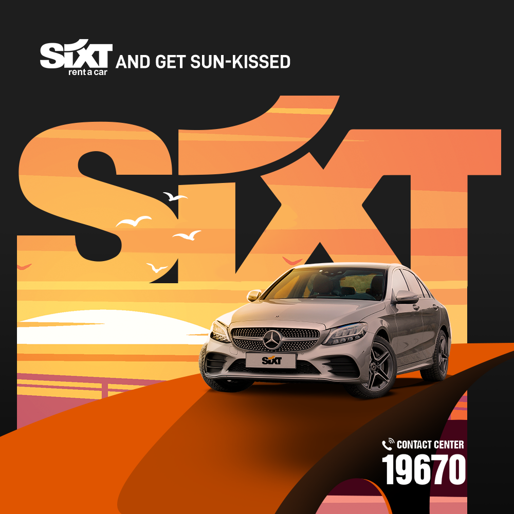 Instagram post: Sixt logo becomes sunset road landscape