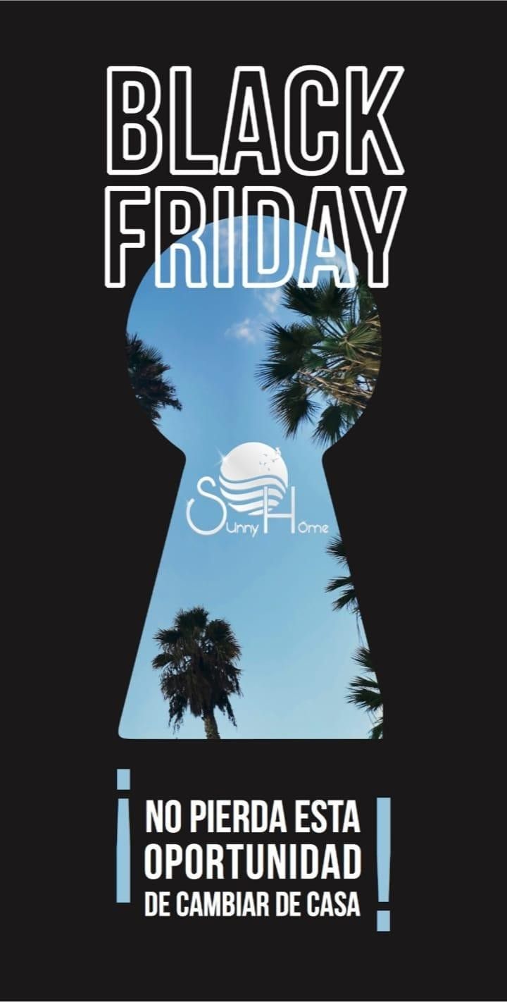 Keyhole cutout revealing palm trees against blue sky