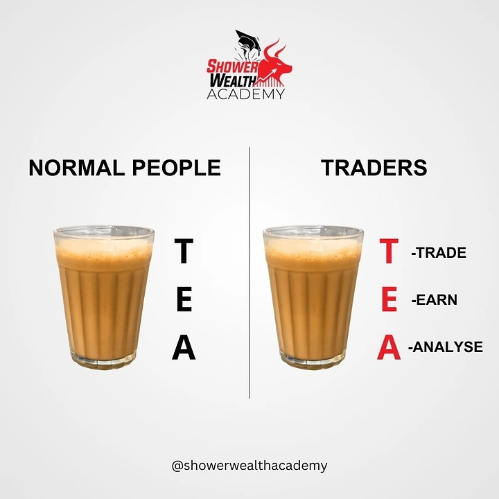 Stock Brokers & Investing creative ad: TEA acronym wordplay, trade earn analyse