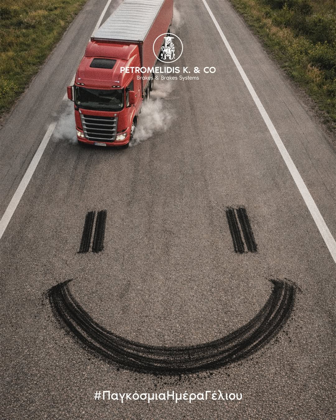 Instagram post: Skid marks form a smile