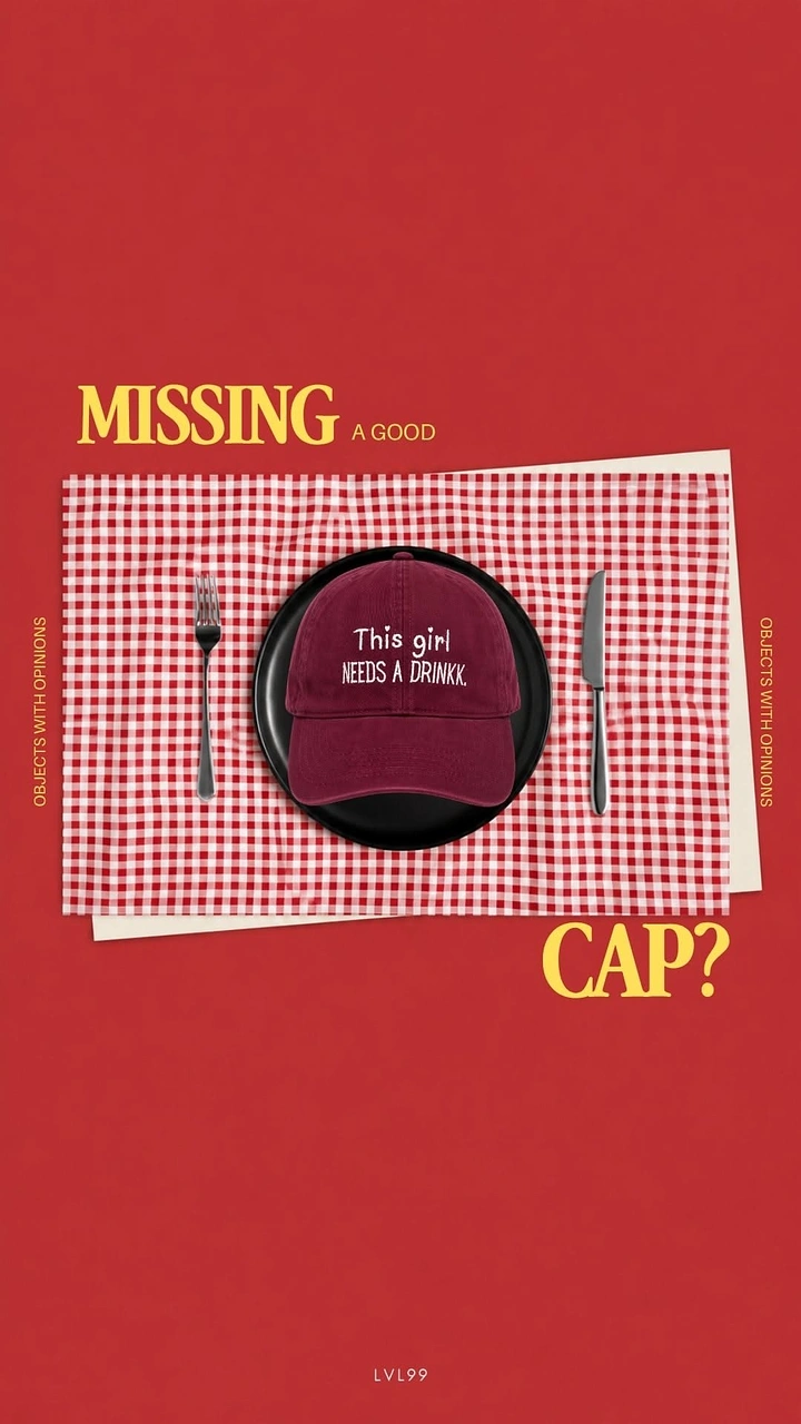 Hats & Caps creative ad: Missing-cap table setting visual pun