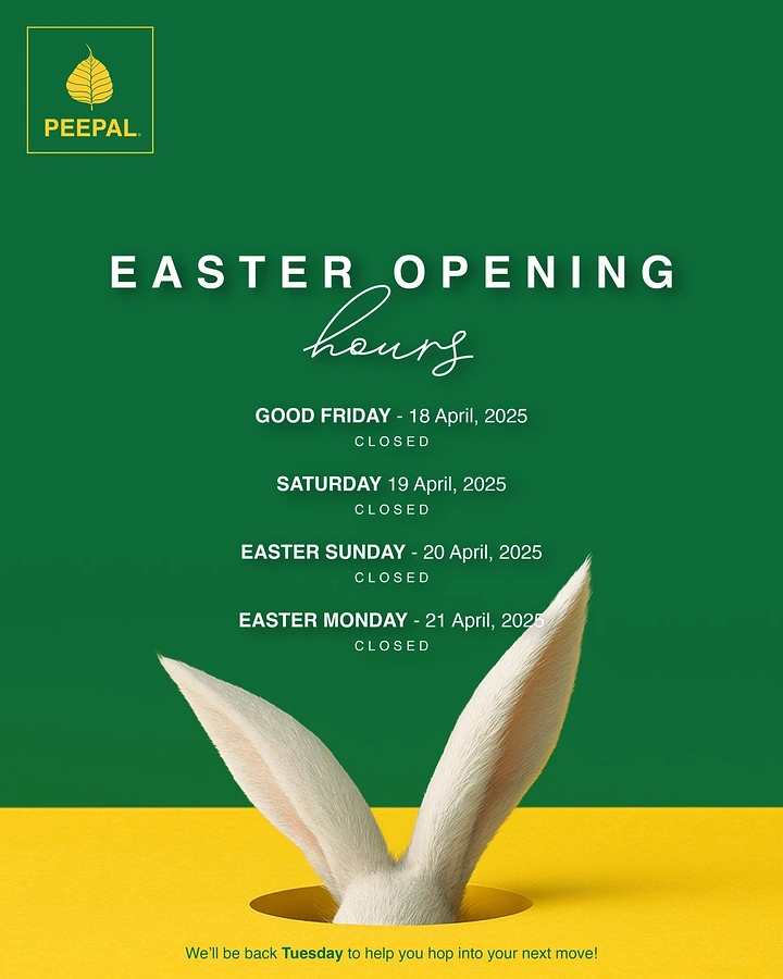 Easter creative ad: White bunny ears poking out of a hole in yellow floor