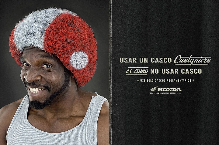 Helmets & Riding Gear creative ad: Portrait-led safety campaign uses visual contrast