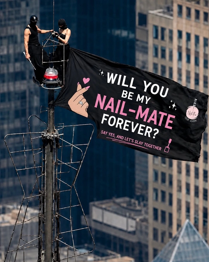 Nail Salons creative ad: Nail-mate pun on rooftop flag stunt