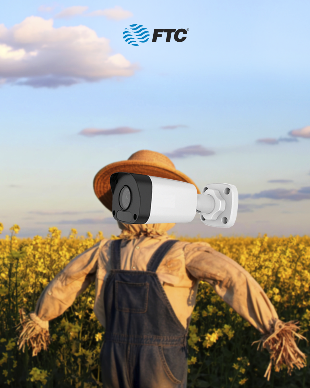 Instagram post: Scarecrow with a bullet CCTV camera for a head