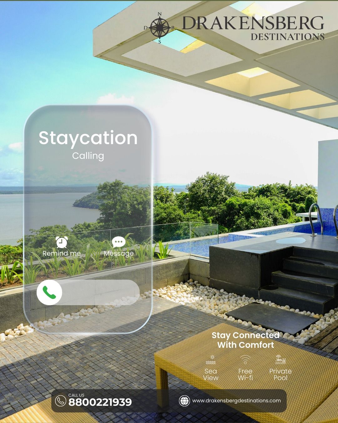 Instagram post: Staycation becomes a phone call