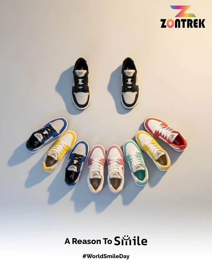 other-festival creative ad: Sneakers arranged into a smiley face