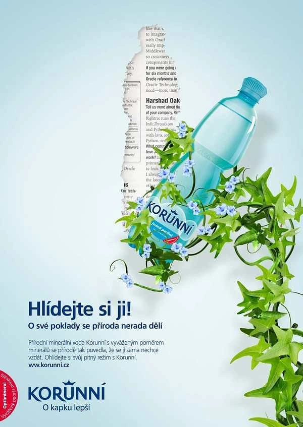 Packaged Drinking Water creative ad: Bottle appears to grow into greenery