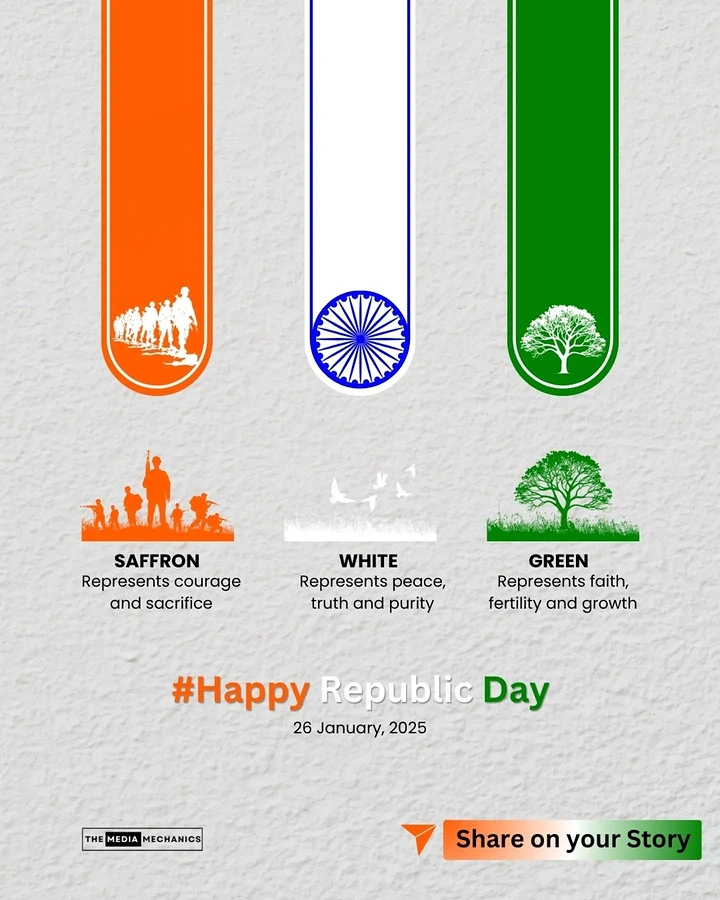 Republic Day creative ad: Three tricolour capsule shapes explaining flag colours