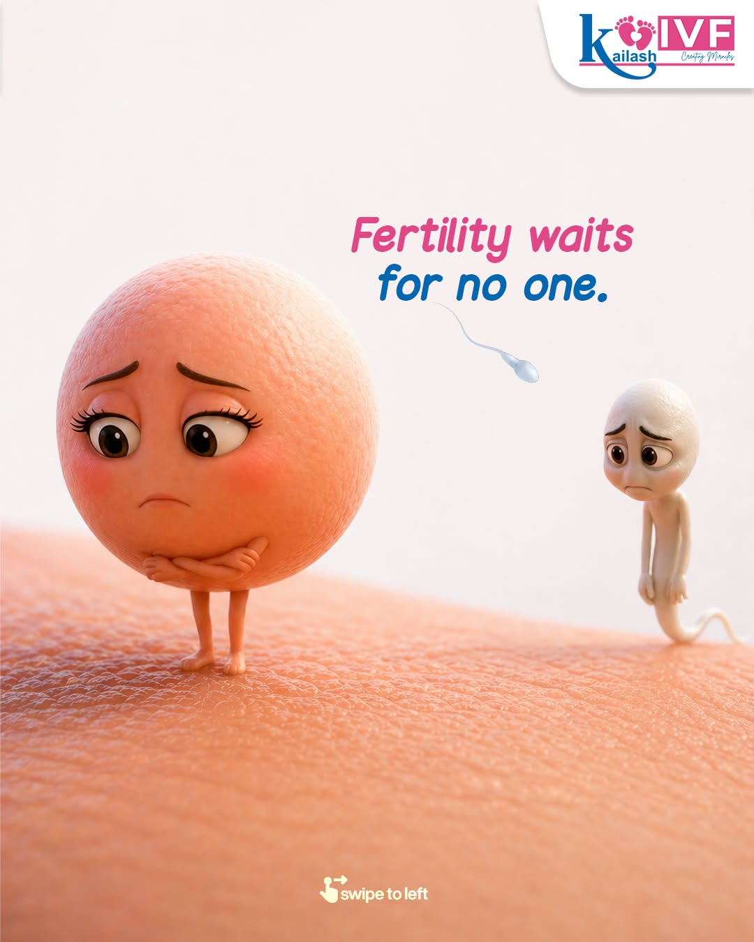 Instagram post: Sad egg character waiting for sperm, slide 1