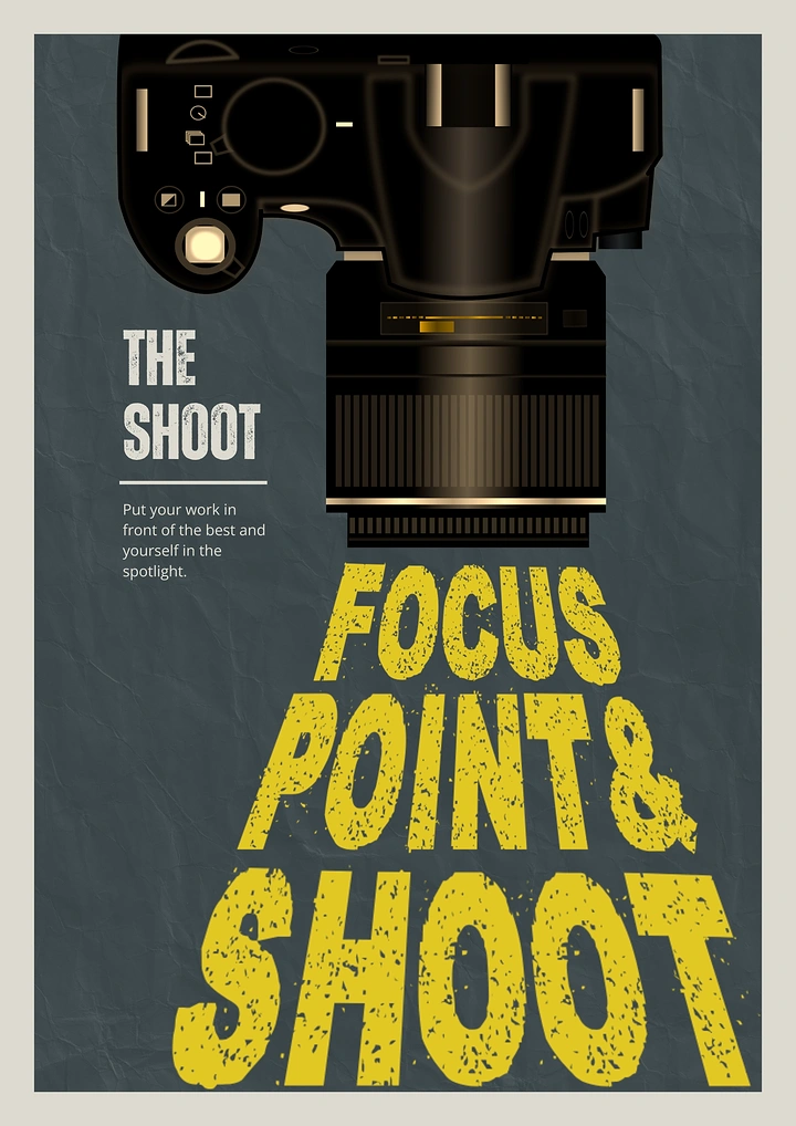 Photography creative ad: Lens projects headline like a spotlight beam