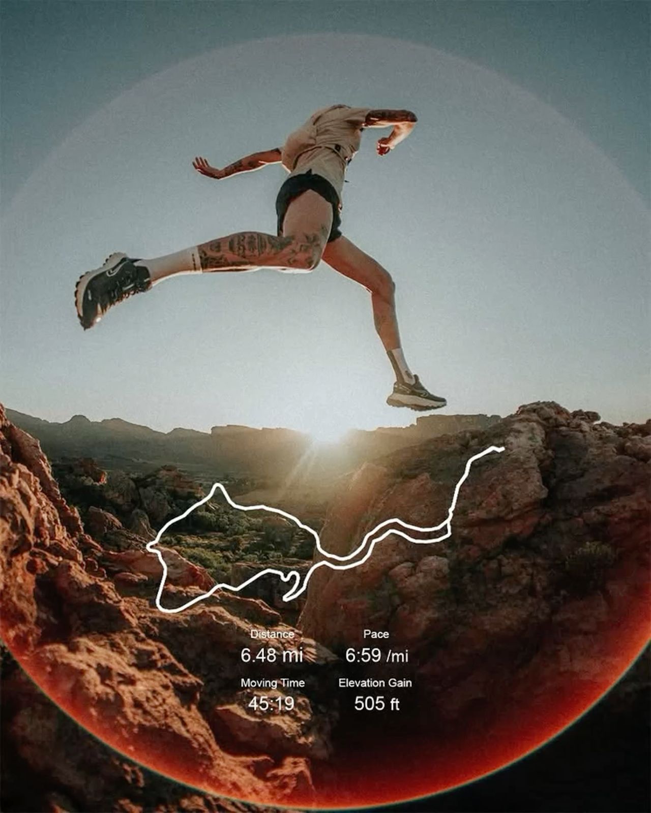 Instagram post: Runner paired with route visualization