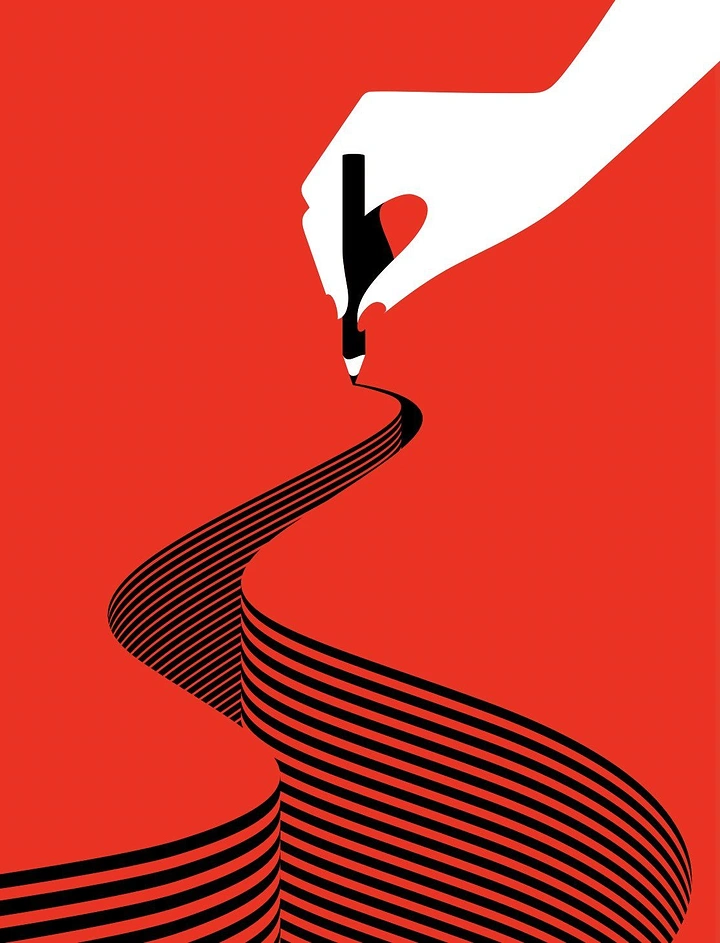 Pens & Writing Instruments creative ad: Writing hand creates flowing ink landscape
