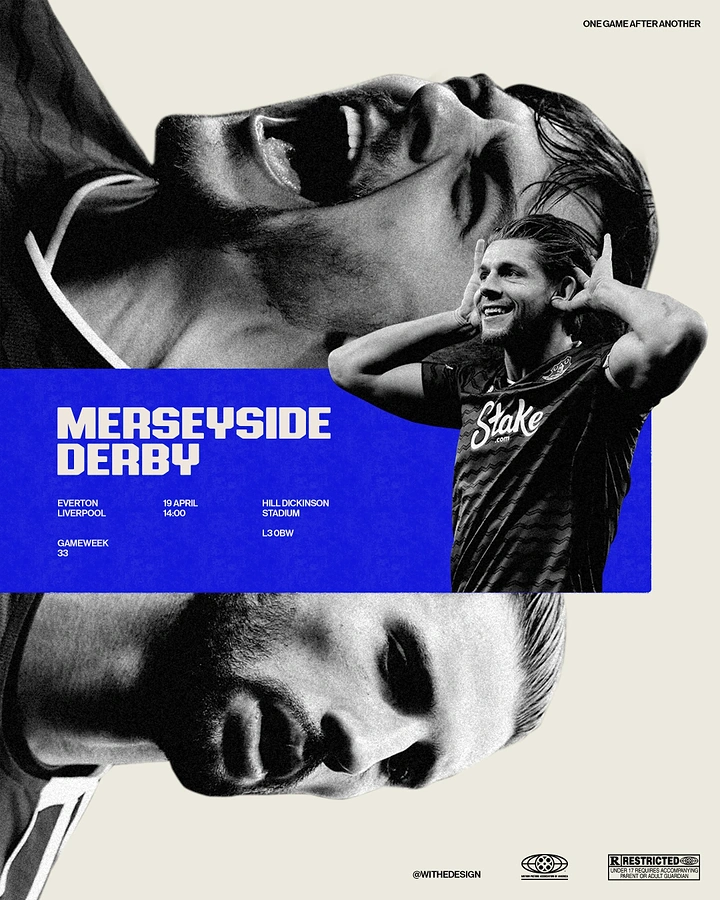 Media creative ad: Footballer celebrating, cupping ears, over huge rotated face crops