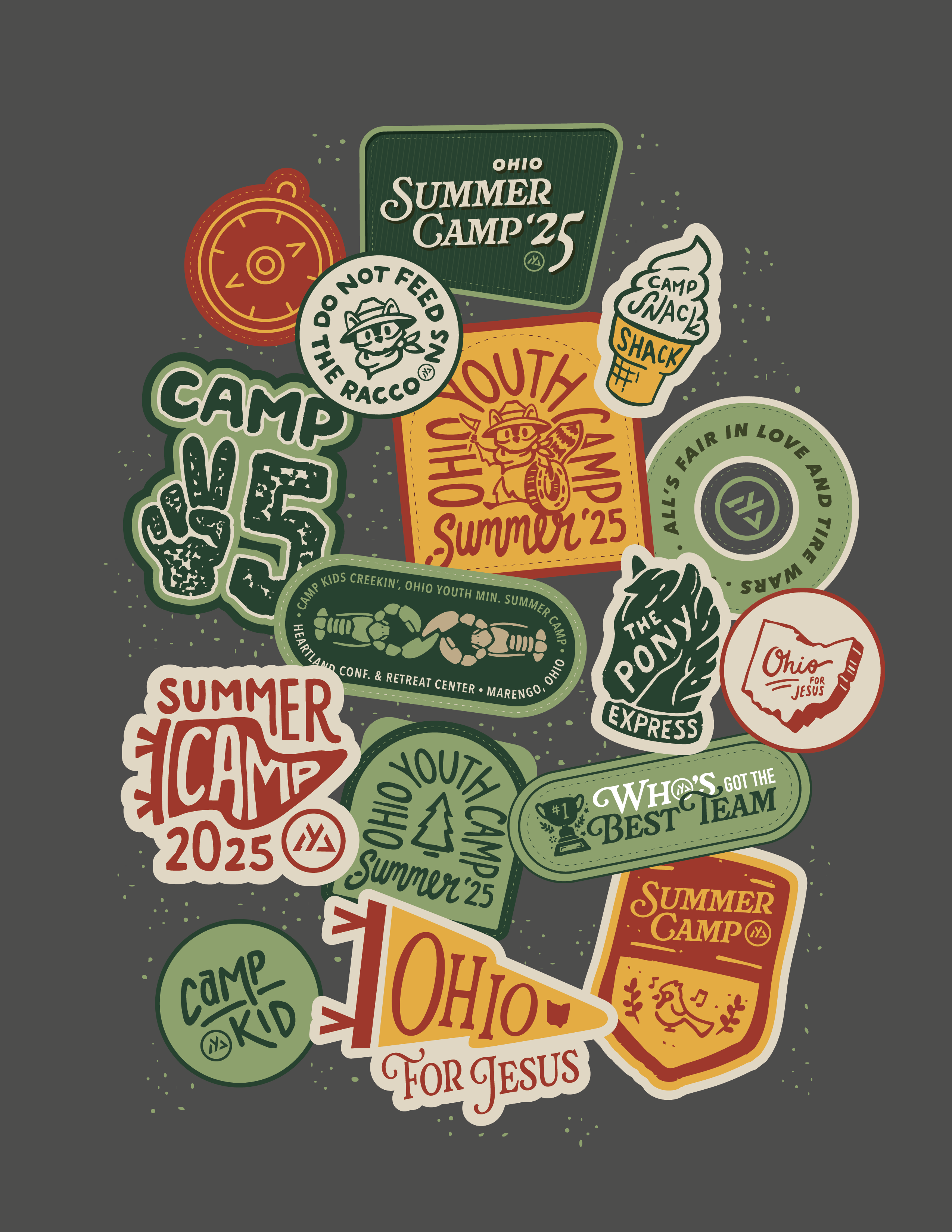 Instagram post: Sticker-badge collage turns camp into merch