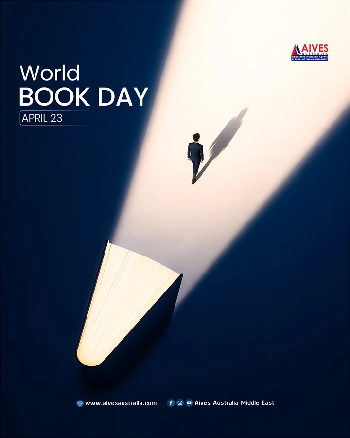 Bookstores creative ad: Open book casts light path for walker